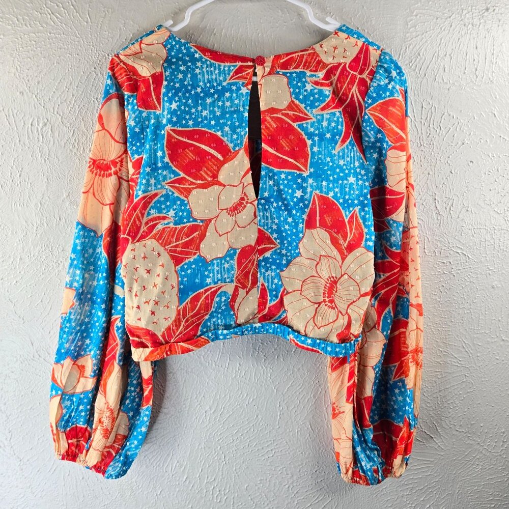 Farm Rio x Anthropologie Blouse Medium Pineapple Floral Print Artsy Colorful Top - Picture 2 of 12